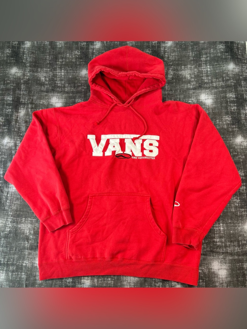 Vintage Y2K 90s Vans Hoodie Men M-L Red Retro Spell Out Skateboarding Since 1966